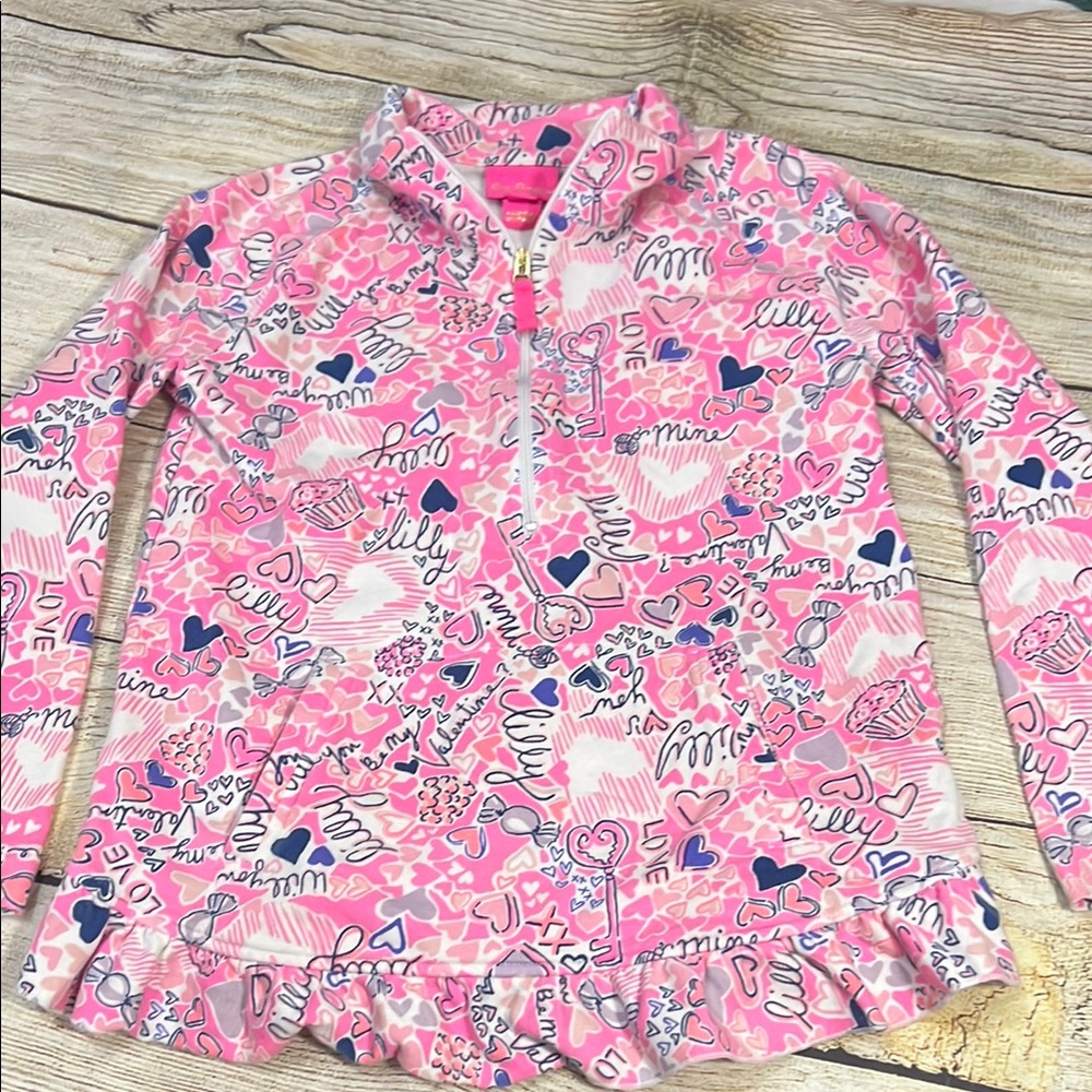 Lilly Pulitzer Pink and Blue Heart Print popover